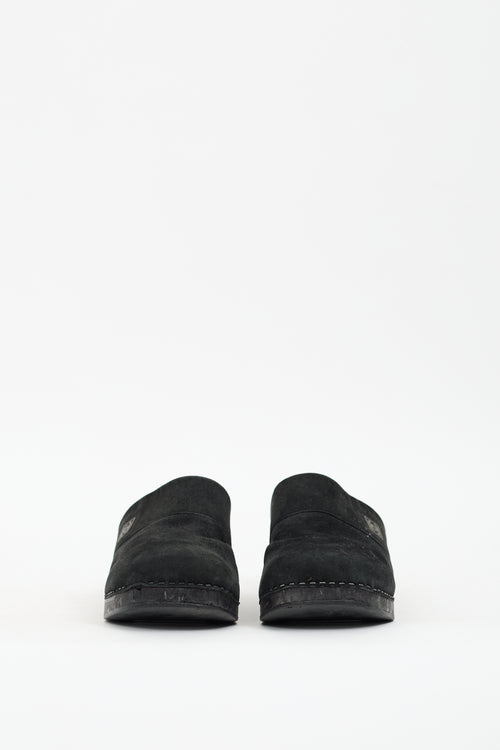 Chanel Black Suede CC Clog Mule