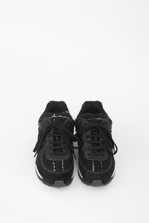 Chanel Black Tweed 
Leather Sneaker