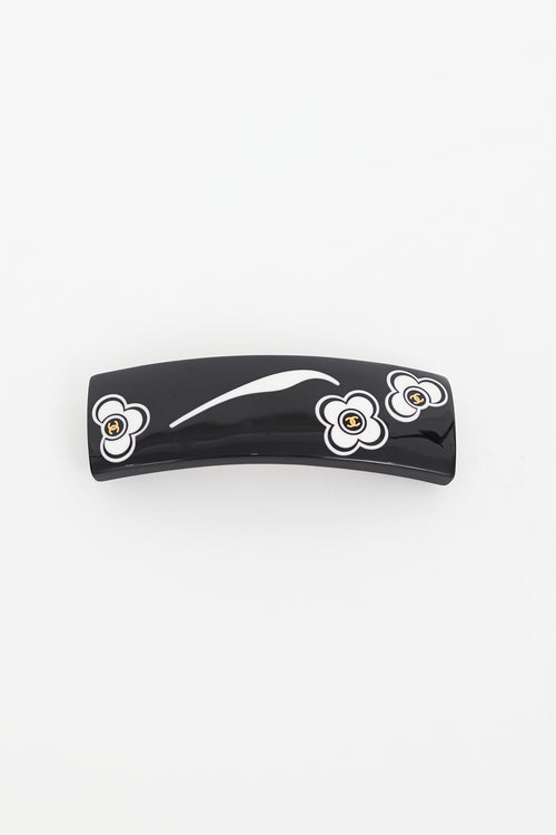 Chanel Black 
White Enamel Hair Clip