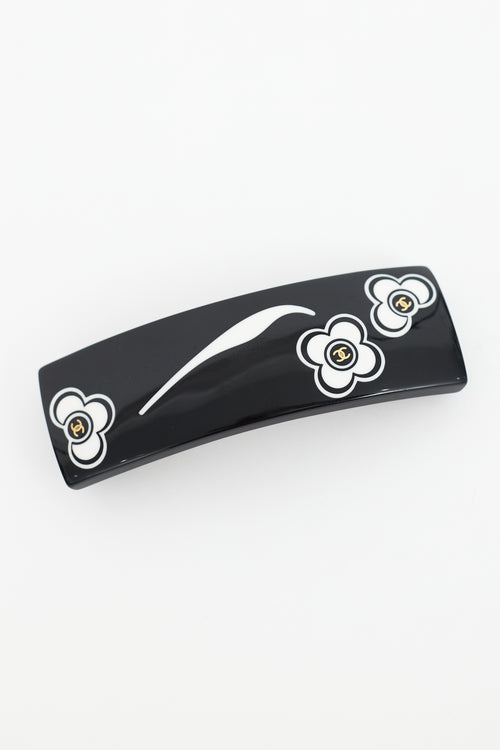 Chanel Black 
White Enamel Hair Clip