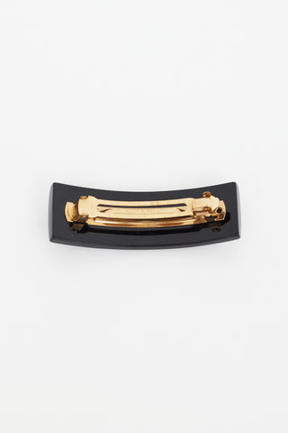 Chanel Black 
White Enamel Hair Clip