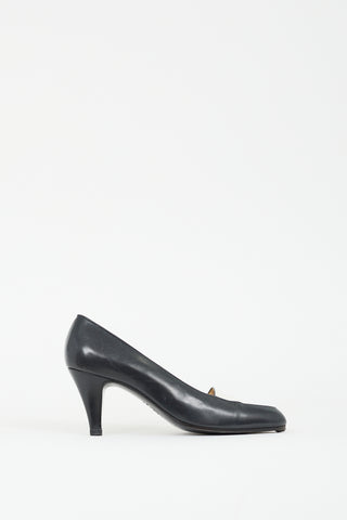 Chanel Black 
White Leather Panelled Pump