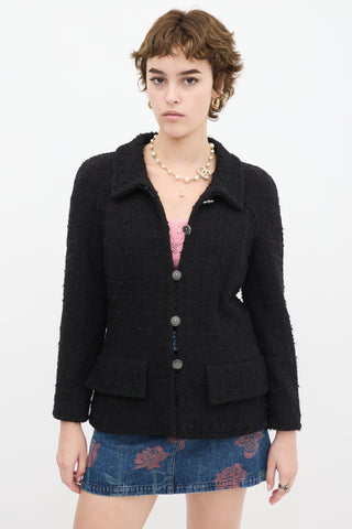 Chanel Black Wool 
Mohair Two Pocket Jacket