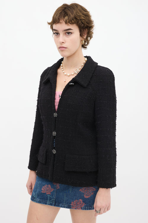 Chanel Black Wool 
Mohair Two Pocket Jacket