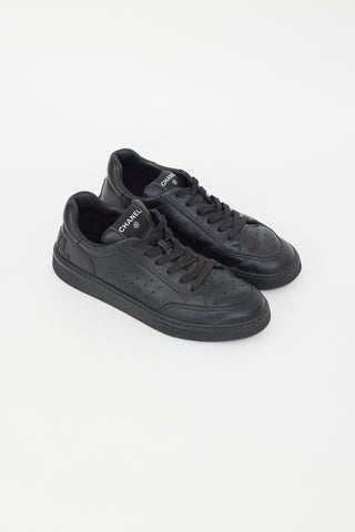 Chanel Black Leather Logo Sneaker