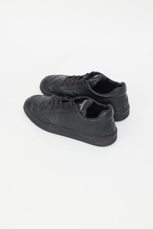 Chanel Black Leather Logo Sneaker