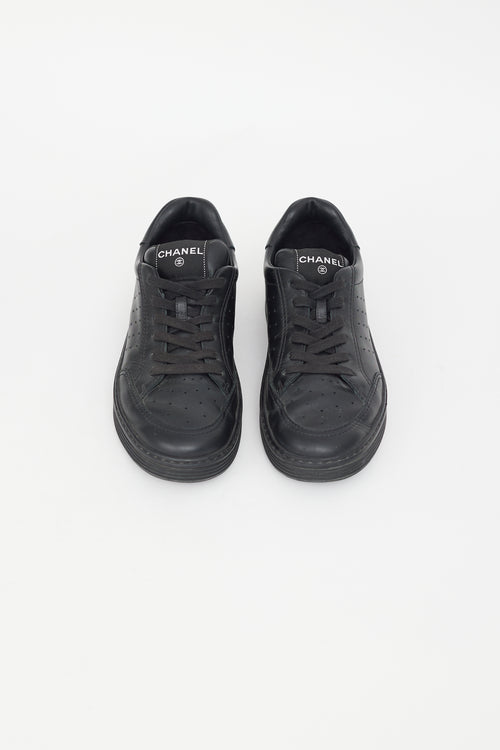 Chanel Black Leather Logo Sneaker