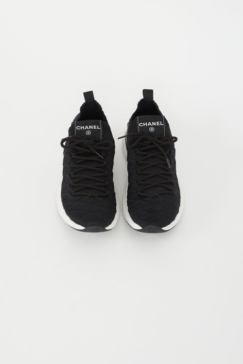 Chanel Black Knit Logo Sneaker