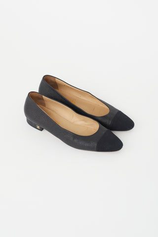 Chanel Black Leather Ballet Flat