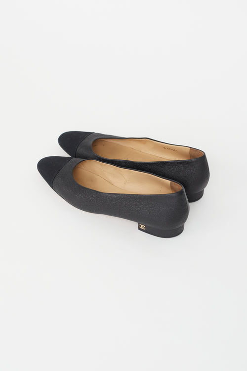 Chanel Black Leather Ballet Flat