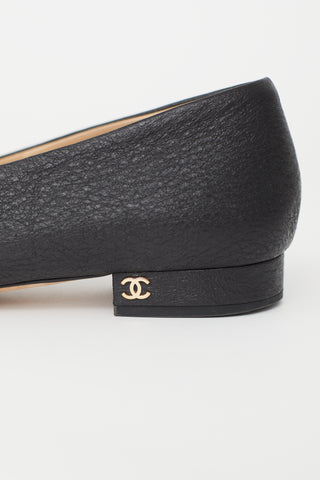 Chanel Black Leather Ballet Flat