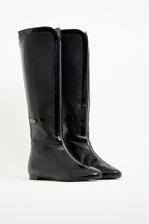 Chanel Black Leather CC Pocket Boot