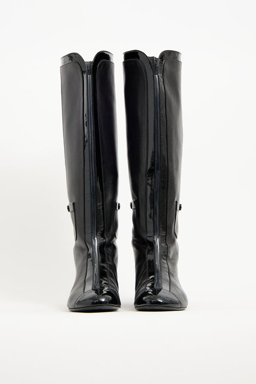 Chanel Black Leather CC Pocket Boot