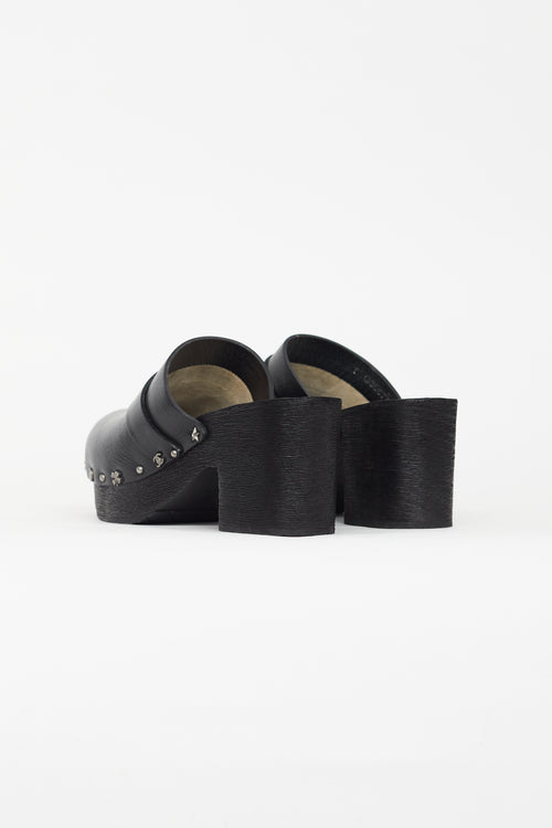 Chanel Black Leather Charm Clog Mule