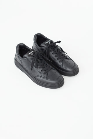 Chanel Black Leather Logo Sneaker