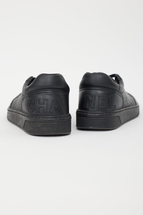 Chanel Black Leather Logo Sneaker