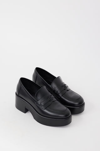 Black Leather CC Platform Loafer