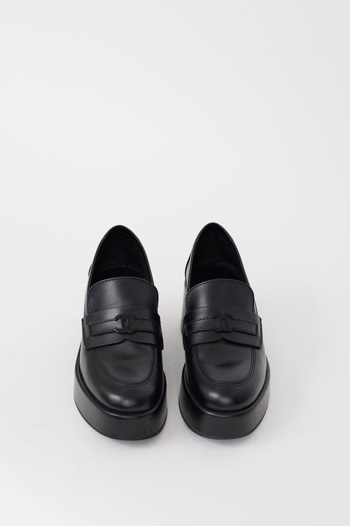 Black Leather CC Platform Loafer