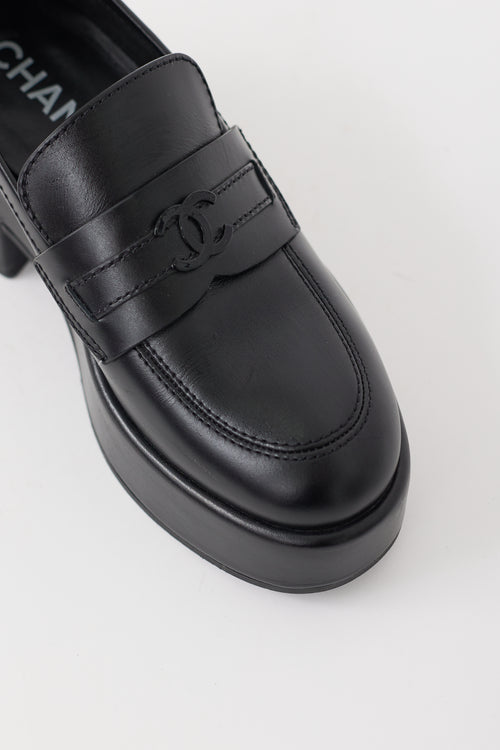 Black Leather CC Platform Loafer