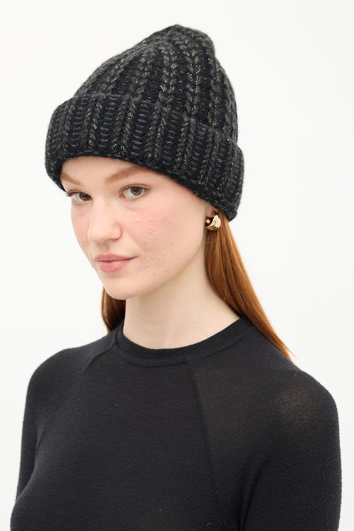 Chanel Black 
Multi Sparkly Knit Beanie