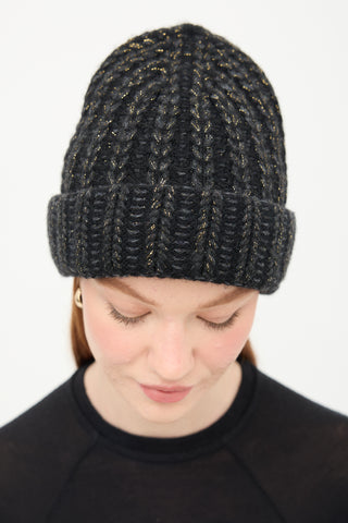 Chanel Black 
Multi Sparkly Knit Beanie