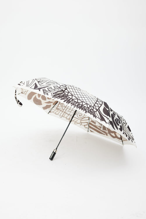 Chanel Black 
White Graphic Print Umbrella