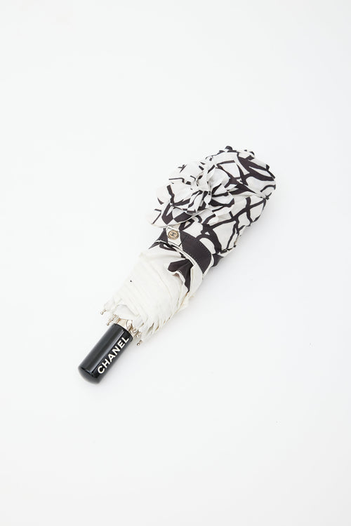 Chanel Black 
White Graphic Print Umbrella