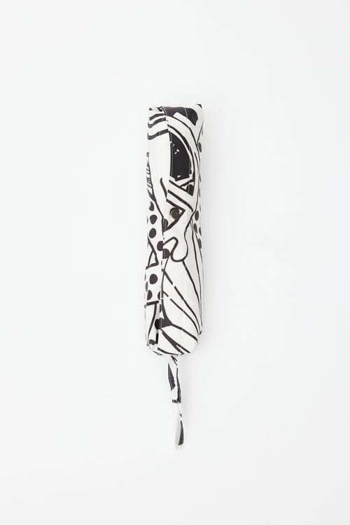 Chanel Black 
White Graphic Print Umbrella