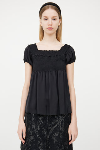 Chanel Fall 2005 Black Silk Smocked Top