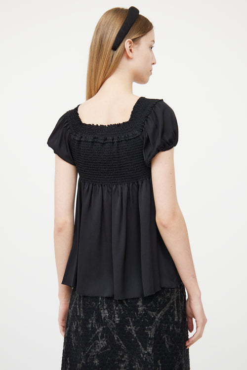 Chanel Fall 2005 Black Silk Smocked Top