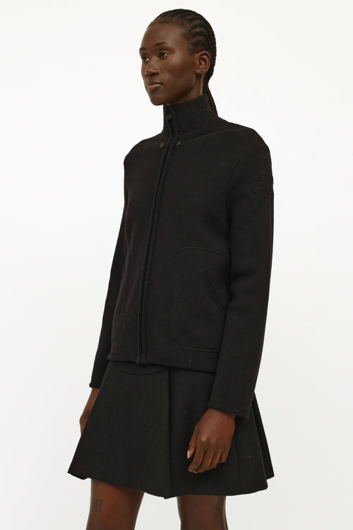 Chanel Black Perforated Leather CC Reversible Coat