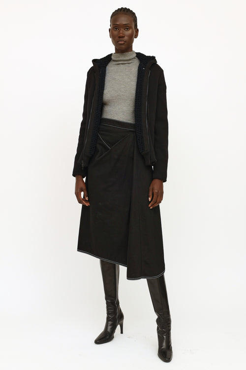 Chanel Black Perforated Leather CC Reversible Coat