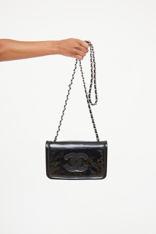 Chanel Black CC Lipstick Patent Flap Bag