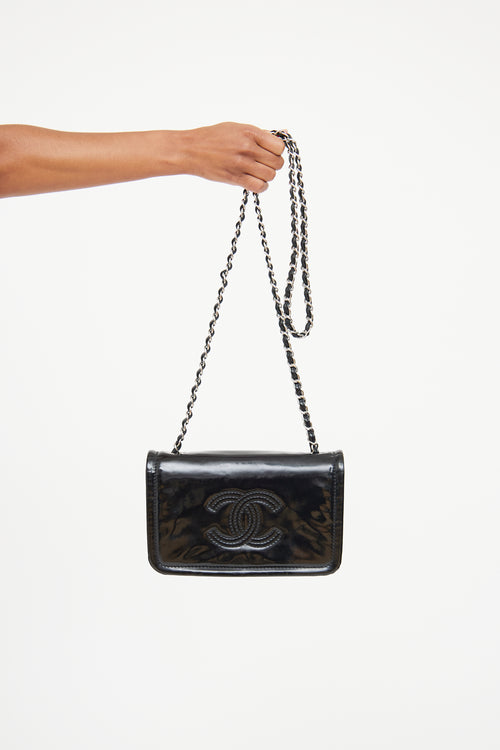 Chanel Black CC Lipstick Patent Flap Bag