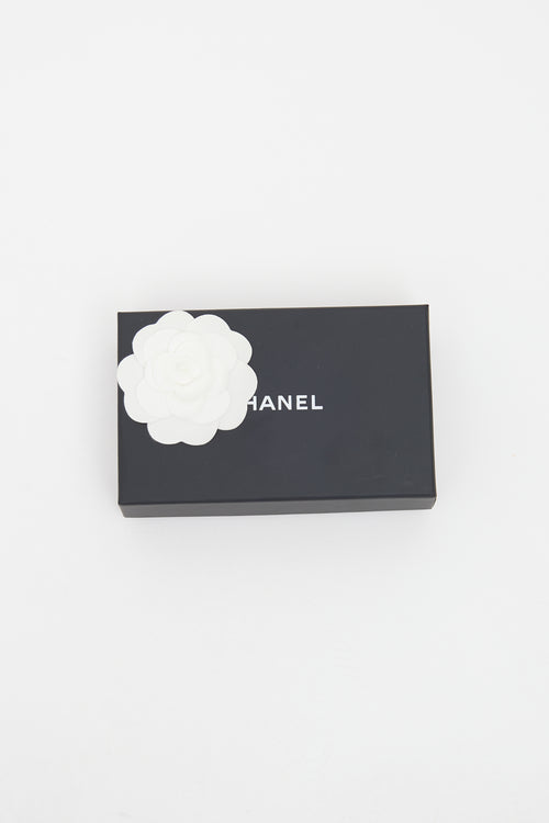 Chanel Black Camellia Zip Around Coin Pouch