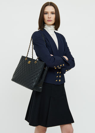 Chanel 2015/16 Black Caviar Classic Shopping Tote Bag