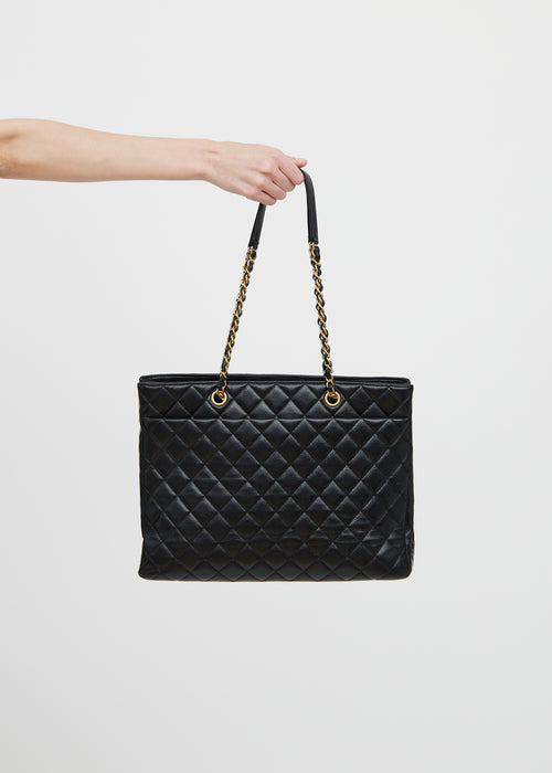 Chanel 2015/16 Black Caviar Classic Shopping Tote Bag