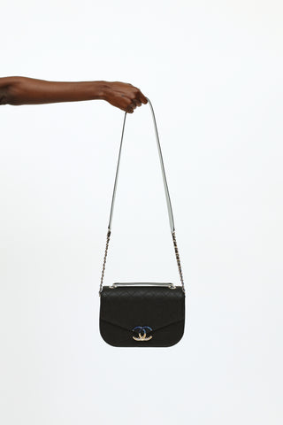 Black 
Blue Caviar Leather Coco Cuba Flap Bag