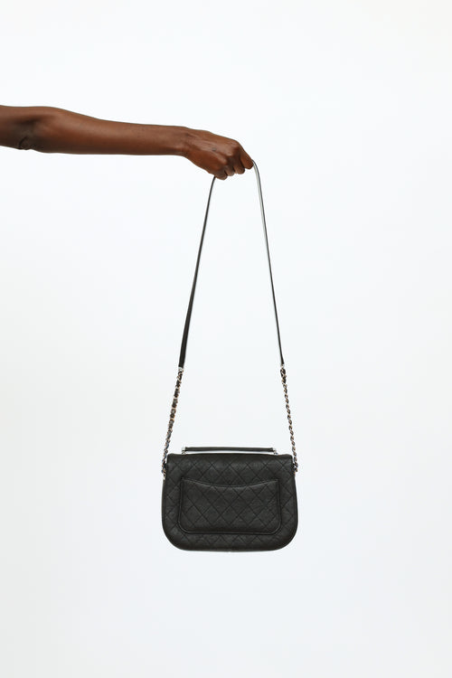 Black 
Blue Caviar Leather Coco Cuba Flap Bag