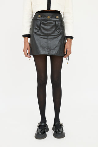 Chanel Black Leather Mini Skirt