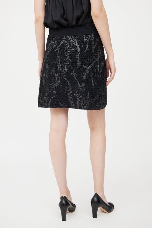 Chanel Black Marbled Knit Mini Skirt