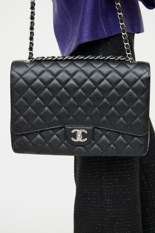 Chanel 2011 Black Classic Maxi Double Flap Shoulder Bag