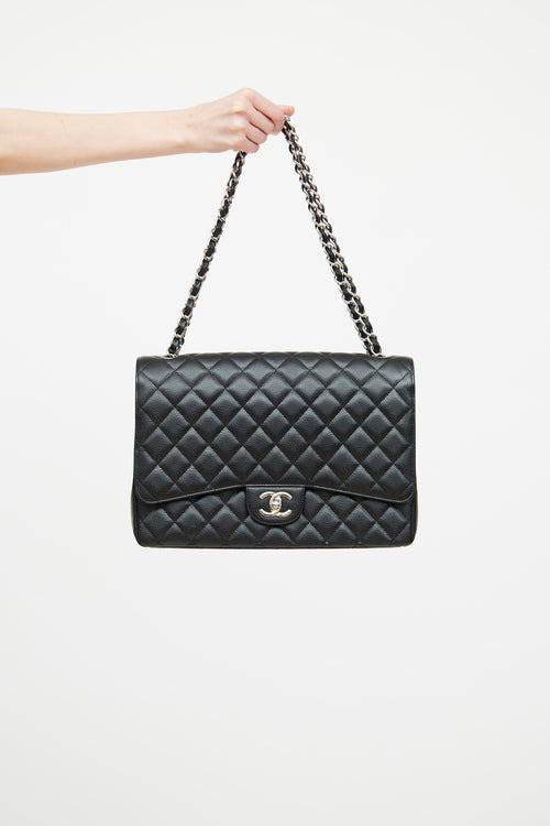 Chanel 2011 Black Classic Maxi Double Flap Shoulder Bag