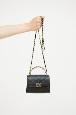 Chanel 2023 Pre-Spring Black Kelly Chain Clutch Bag