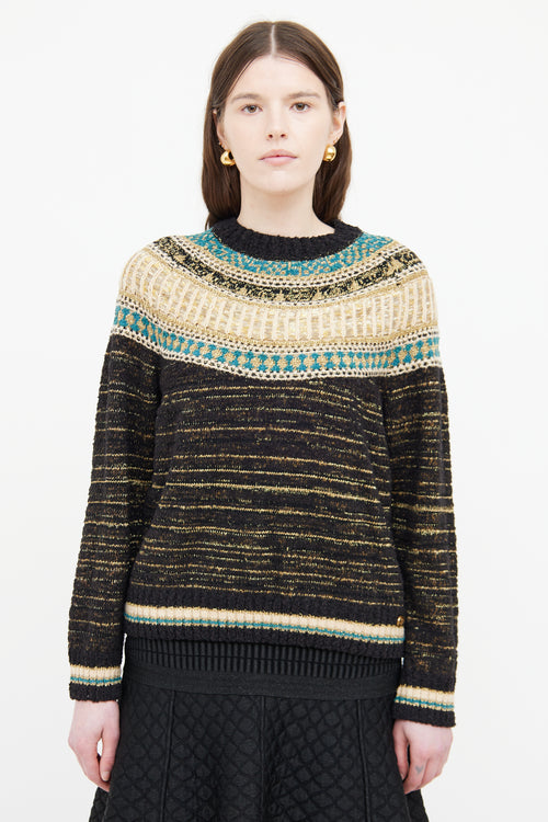 Chanel Fall 2019 Black 
Multi Silk Cashmere Blend Knit Sweater