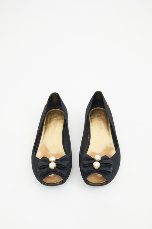 Chanel Black Pearl Embellished Flat