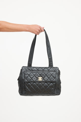 Chanel Pebbled Leather Tote Bag