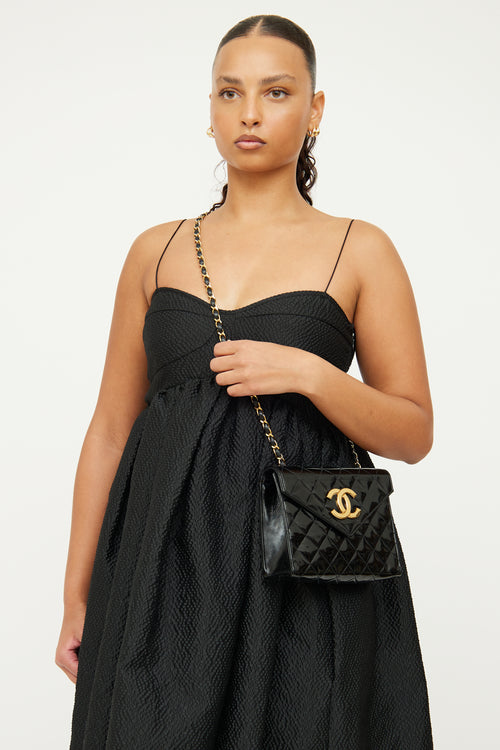 Chanel Black Patent Envelope CC Flap Bag