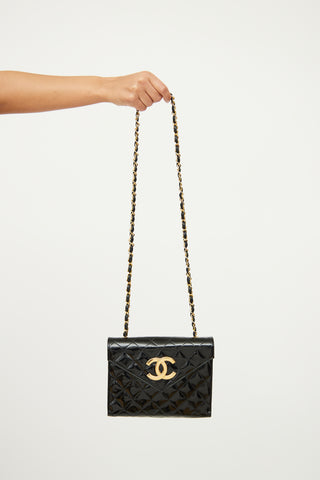 Chanel Black Patent Envelope CC Flap Bag