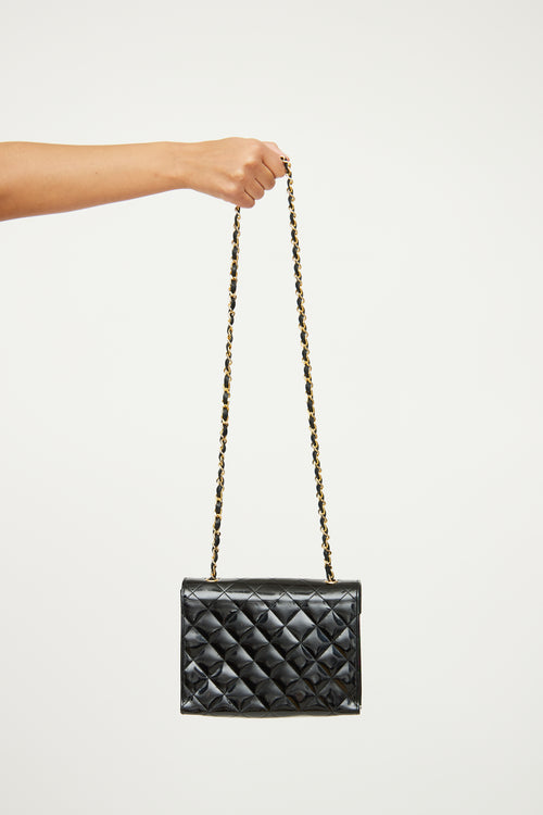 Chanel Black Patent Envelope CC Flap Bag